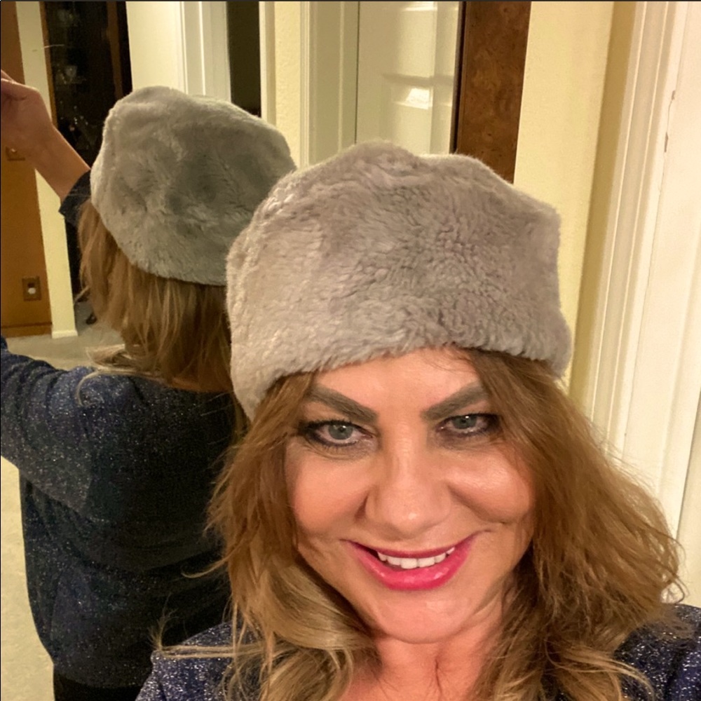 Warm Grey Faux Fur Hat